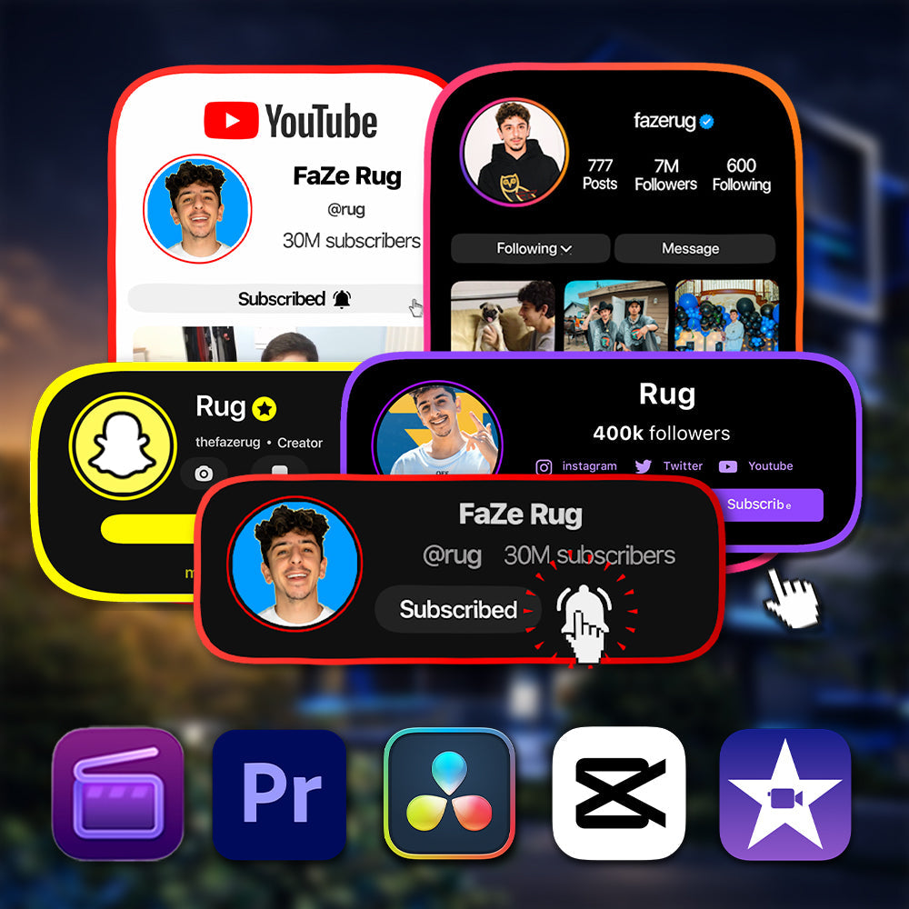 Modern Social Media Overlays For YouTubers